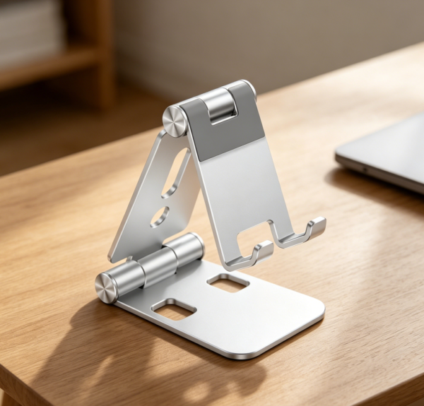 Foldable Aluminium Phone Stand, Portable, Fits Phones & Small Tablets, Silver