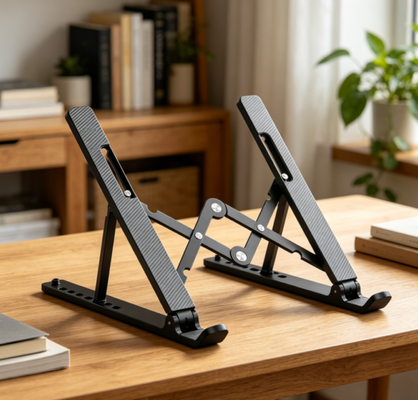 Foldable Ventilated Laptop Stand, Adjustable, Fits 25-40 cm, ABS & Silicone