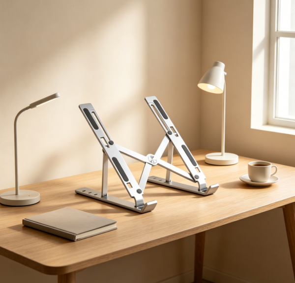 6-Angle Adjustable Aluminium Laptop Stand, Foldable, Fits 25-40 cm, Silver