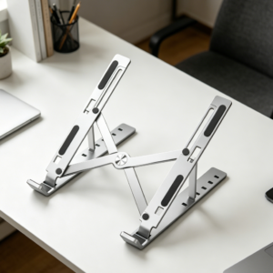 6-Angle Adjustable Aluminium Laptop Stand, Foldable, Fits 25-40 cm, Silver