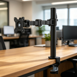 Single Monitor Arm with Cable Management, Height Adjustable, VESA, Fits 33-76 cm, Black