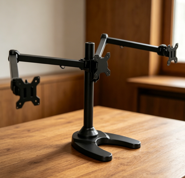 Triple Monitor Freestanding Stand, VESA, Fits 58-81 cm, Fully Adjustable, Black
