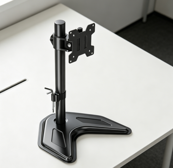 Single VESA Monitor Stand, Height Adjustable Swivel Tilt, Fits 33-81 cm, 8 kg