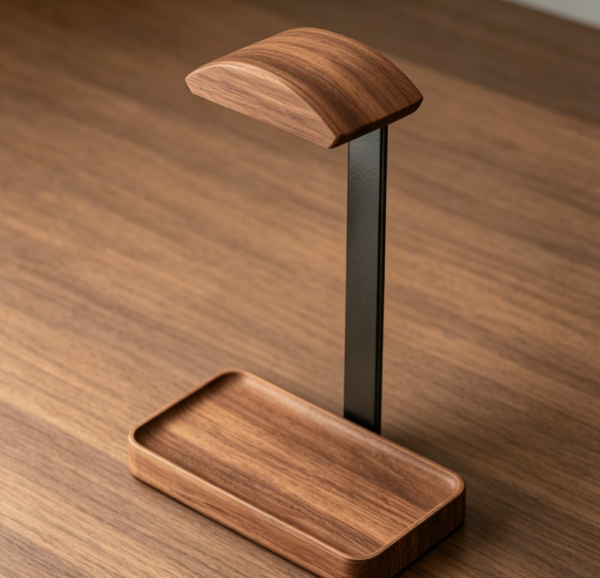 Walnut Headphone Holder with Base