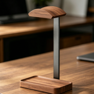 Walnut Headphone Holder with Base