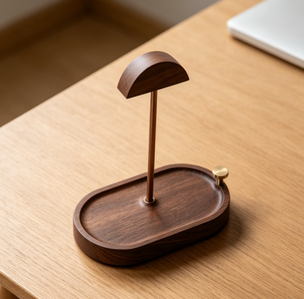 Wooden Headphone Stand with Storage