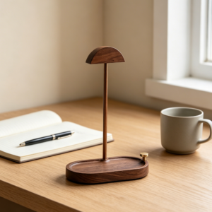 Wooden Headphone Stand with Storage