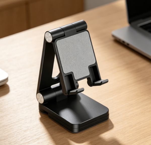 Foldable Desk Stand for Phones & Laptops, Adjustable, Fits 10-28 cm, Black