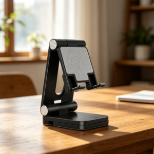 Foldable Desk Stand for Phones & Laptops, Adjustable, Fits 10-28 cm, Black