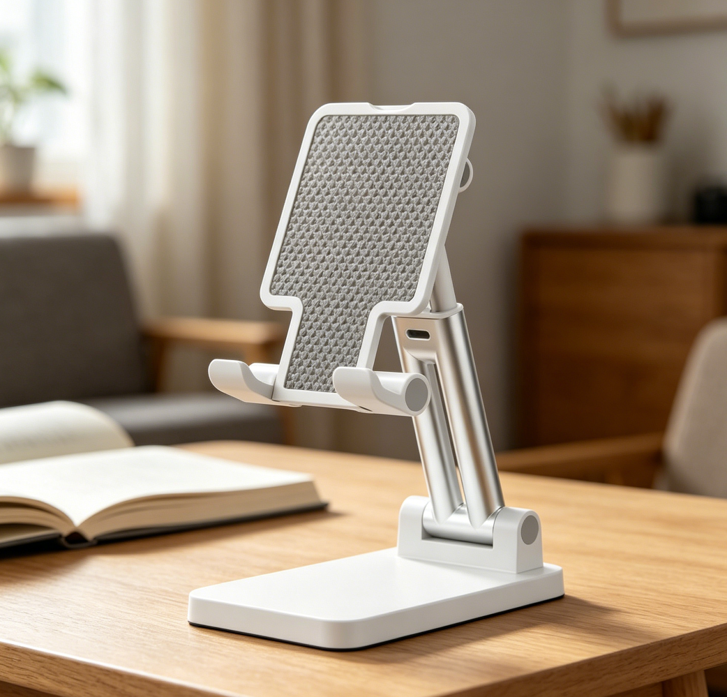 Fully Foldable Adjustable Phone Stand, Portable, Fits Phones & Small Tablets